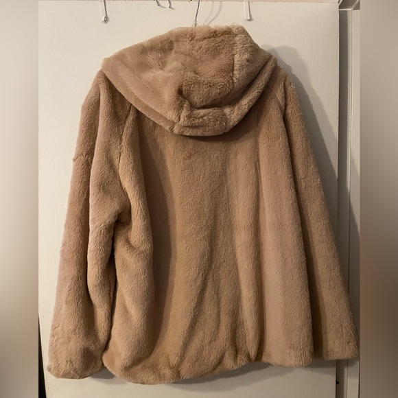 Style & Co Soft Faux-Fur Tan Hoodie Jacket Sz L/XL - Picture 2 of 8